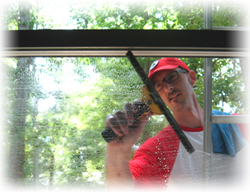 Thad cleaning windows